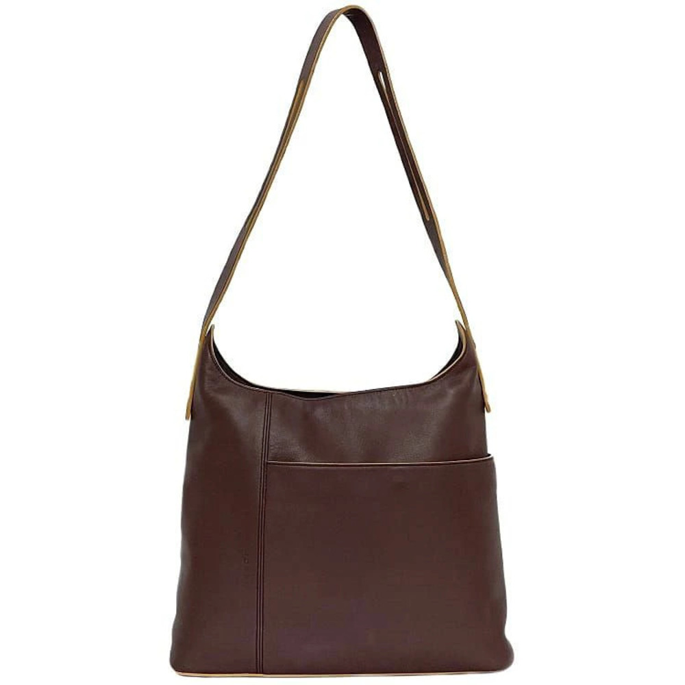Loewe Hobo Bag Bordeaux Purple Leather Pouch Clutch Shoulder Storage Business